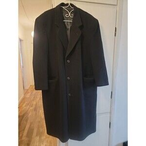 VTG Italian Cashmere Trench Coat Style Black Men’s Sz 44